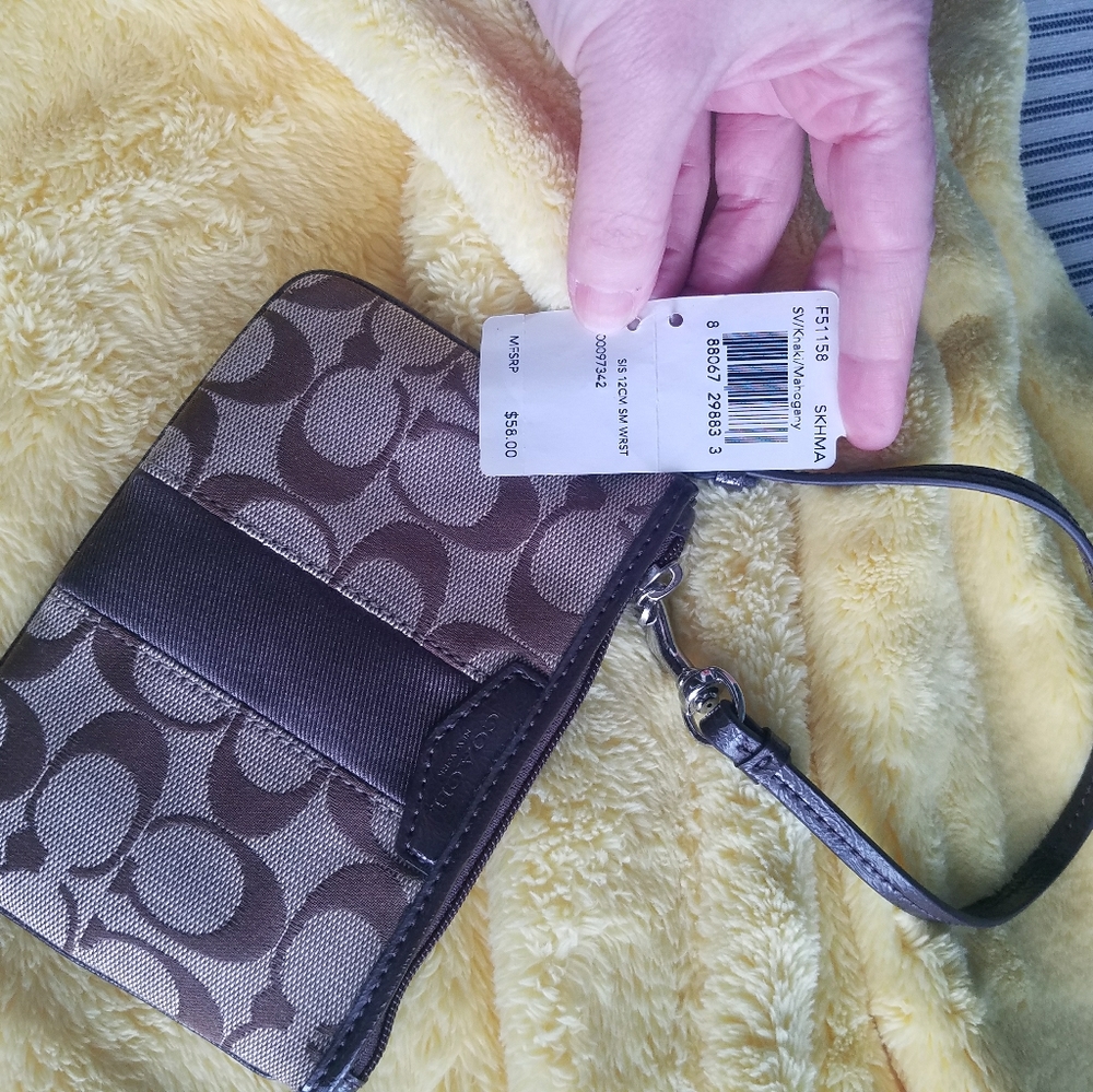 Brown Coach wristlet